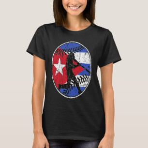 Cuba Flag Baseball Hitter Cuban Baseball Fan Cuban T-Shirt