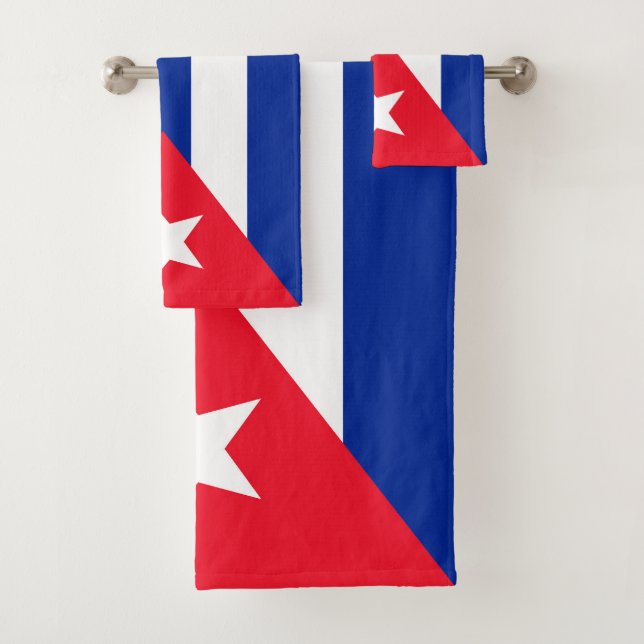 Cuba flag bath towel set (Insitu)