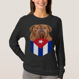 Cuba Flag Dogues de Bordeaux Dog In Pocket T-Shirt