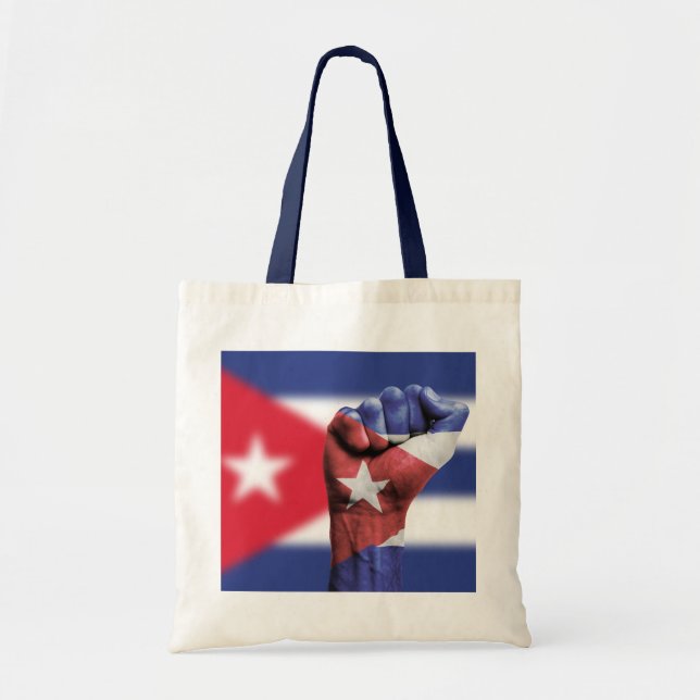 Cuba Flag Fist Tote Bag (Front)