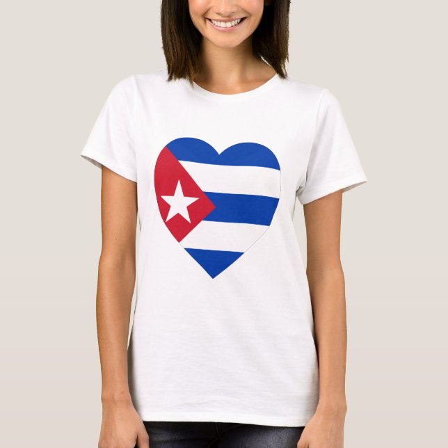 Cuba Flag Heart T-Shirt (Front)