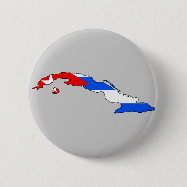 Cuba flag map 6 cm round badge (Front)