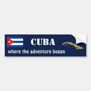 Cuba Flag + Map Bumper Sticker