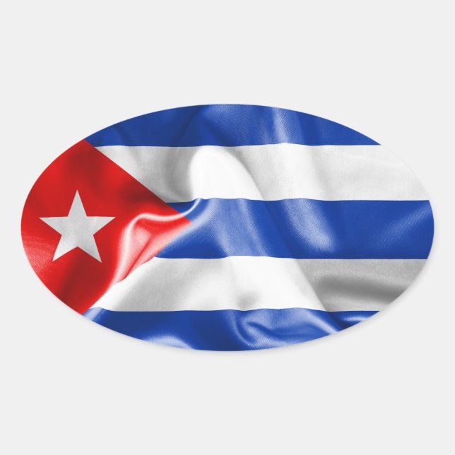 Cuba Flag Oval Sticker (Front)