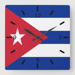 Cuba flag square wall clock