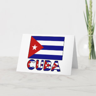 Cuba Flag & Word Dark Card