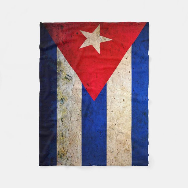 Cuba Grunge Flag Fleece Blanket (Front)