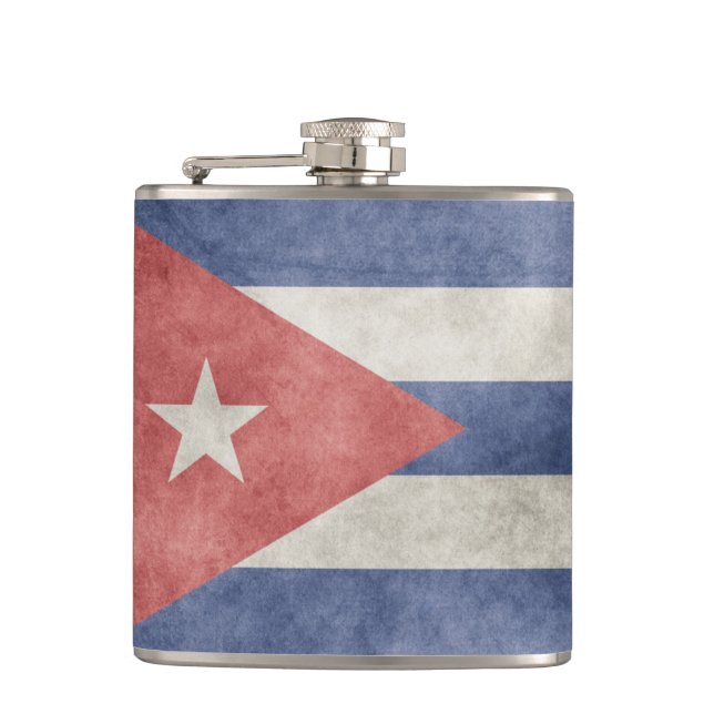Cuba Grunge Flag Hip Flask (Front)