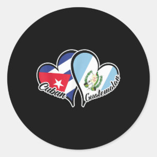 Cuba Guatemala Flag Heart Half Cuban Half Guatemal Classic Round Sticker