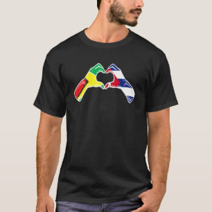 Cuba Guyana Flag Cuban Guyanese Heart T-Shirt