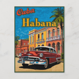 Cuba Habana Classic Car & Colourful Street Travel Postcard