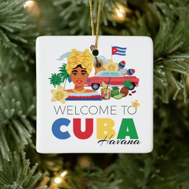 Cuba Havana Ceramic Ornament (Tree)