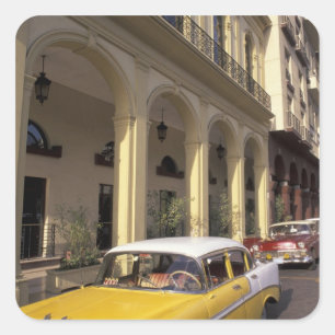 Cuba, Havana. Colourful Chevy's from the 1950's Square Sticker