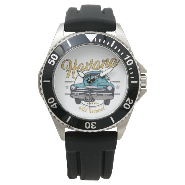 Cuba Havana Cuban Old Car Beach Travel Gift Watch (Front)