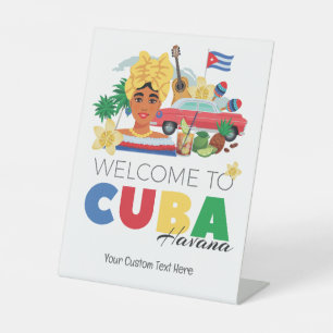 Cuba Havana Custom Text Pedestal Sign