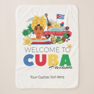 Cuba Havana Custom Text Sherpa Blanket