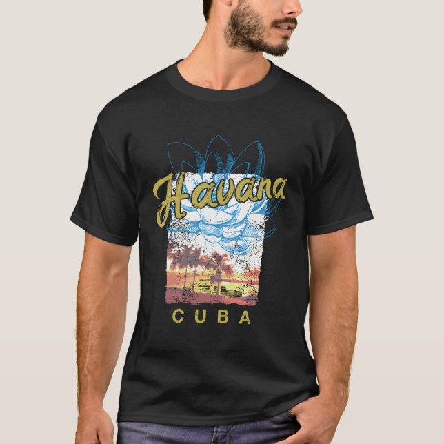 Cuba Havana Retro Sunset Cuban Vintage T-Shirt (Front)