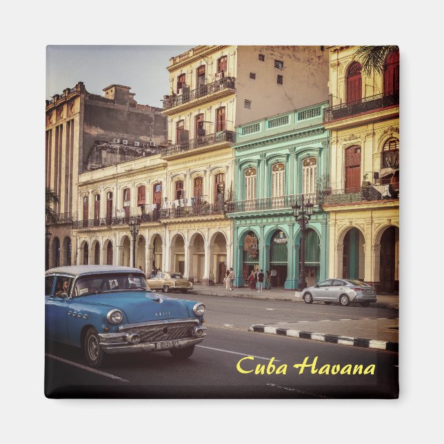 Cuba Havana Vintage Classic Car Cityscape Magnet (Front)