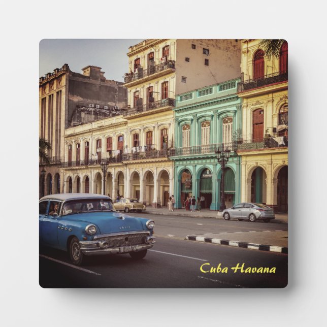Cuba Havana Vintage Classic Car Cityscape Plaque (Front)