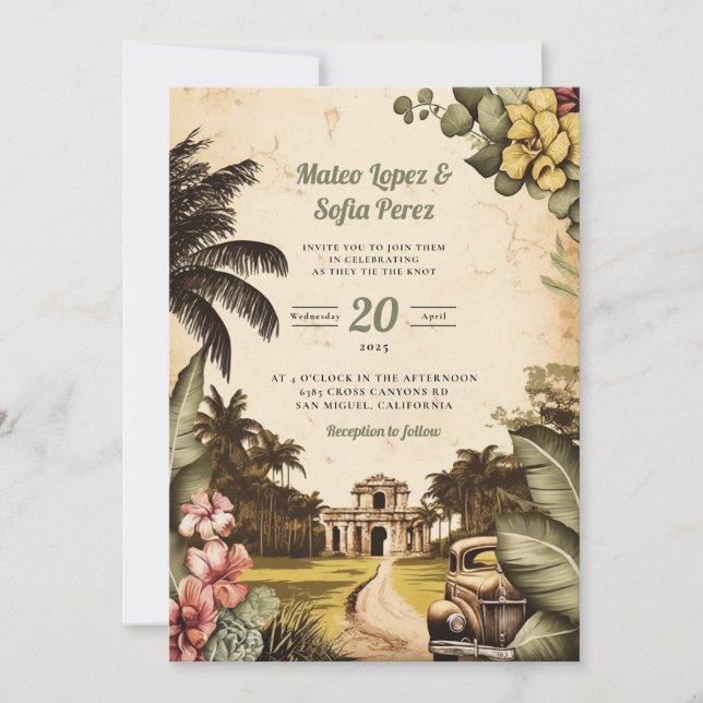 Cuba Havana Wedding Invitation destination wedding (Front)