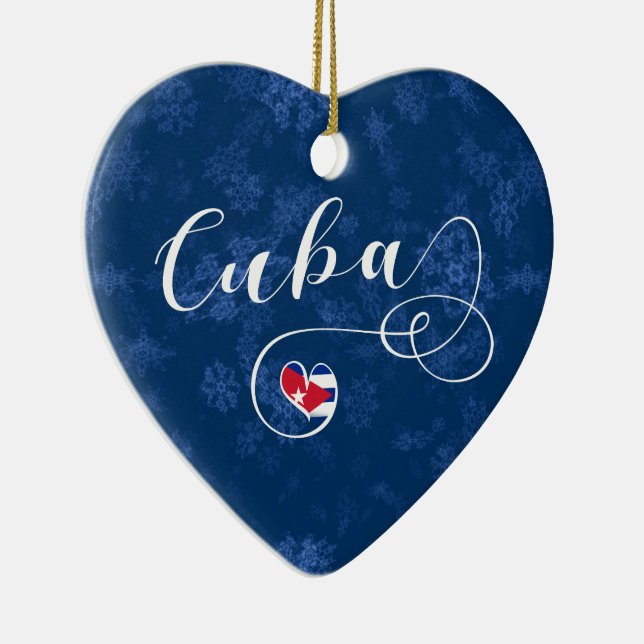 Cuba Heart, Christmas Tree Ornament, Cuban Ceramic Tree Decoration (Right)
