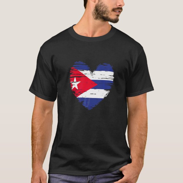 Cuba Heart Cuban Flag Cuban Pride T-Shirt (Front)