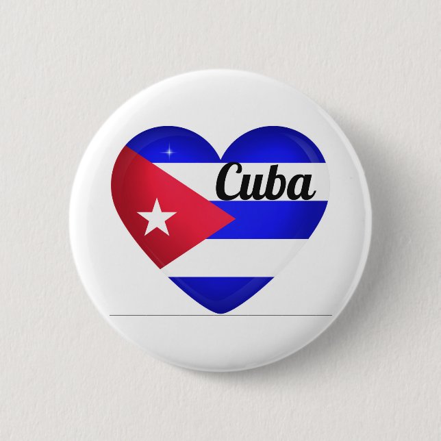 Cuba Heart Flag 6 Cm Round Badge (Front)