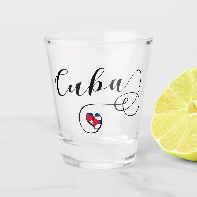 Cuba Heart Flag, Cuban Flag Shot Glass (Front)