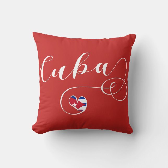 Cuba Heart Flag, Cuban Heart Design Cushion (Front)