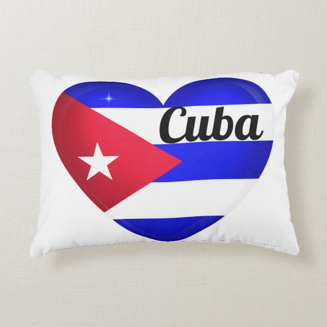 Cuba Heart Flag Decorative Cushion (Front)