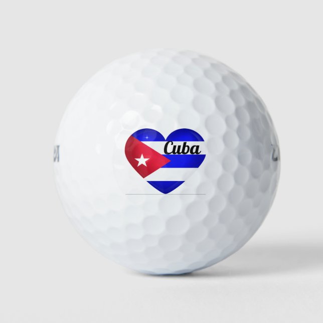 Cuba Heart Flag Golf Balls (Front)