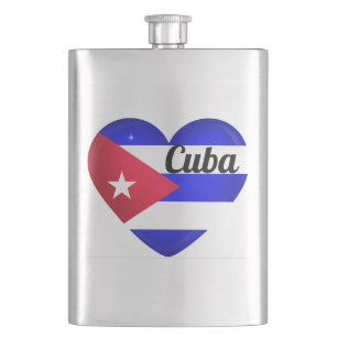 Cuba Heart Flag Hip Flask