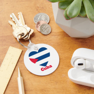 Cuba Heart Flag Key Ring