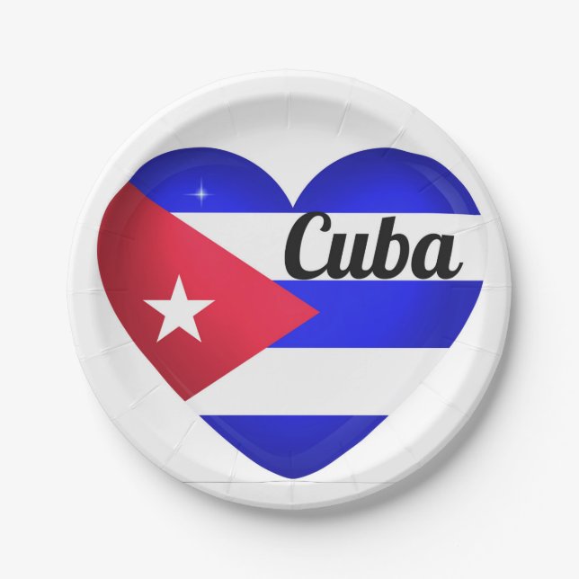 Cuba Heart Flag Paper Plate (Front)