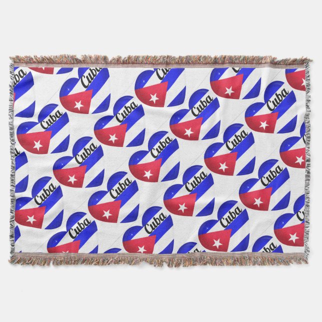 Cuba Heart Flag Throw Blanket (Front)