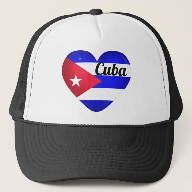 Cuba Heart Flag Trucker Hat (Front)