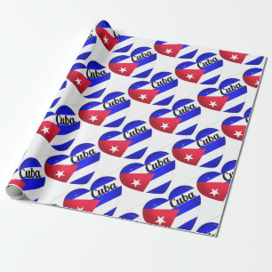 Cuba Heart Flag Wrapping Paper