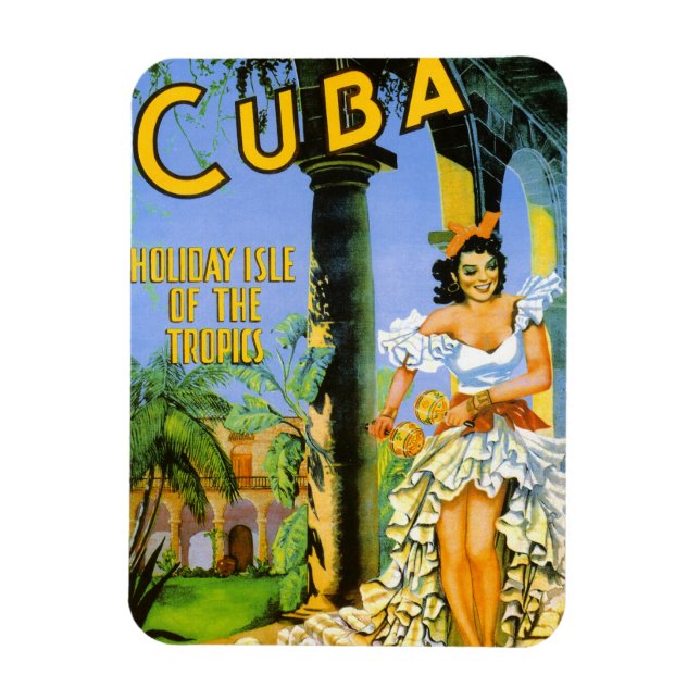Cuba holiday isle of the tropics travel poster magnet (Vertical)