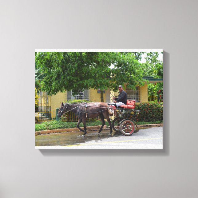 Cuba Horse Drawn Cart Canvas Print (Front)