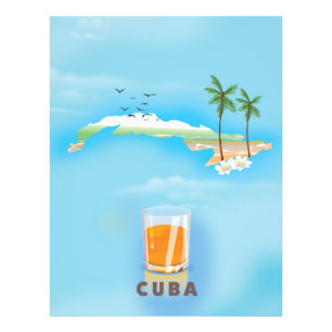 Cuba Illustrated map travel poster