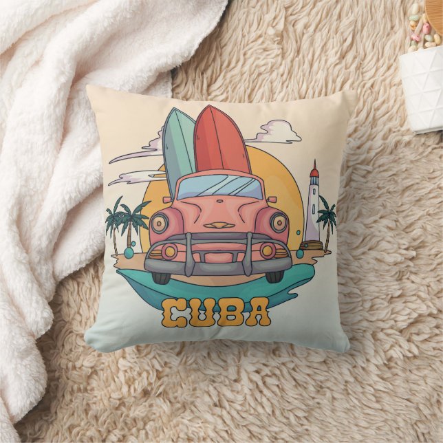 Cuba Illustration Cushion (Blanket)