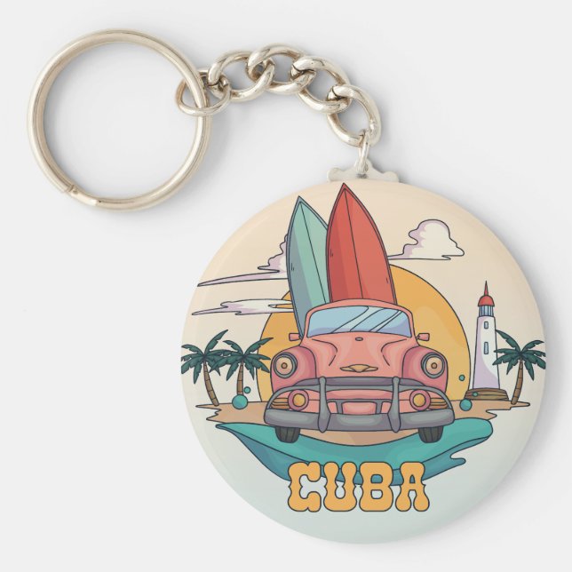 Cuba Illustration Key Ring (Front)