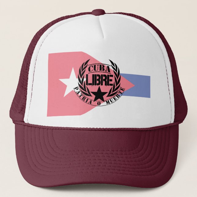 Cuba Libre Motto Laurels Trucker Hat (Front)