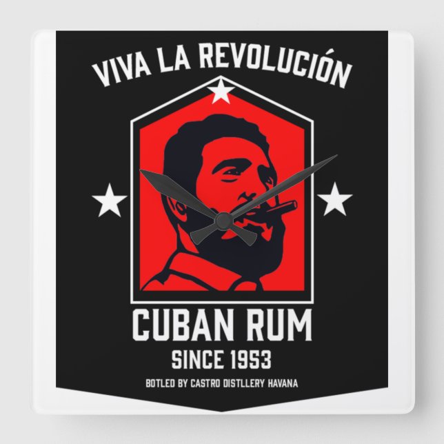 Cuba Libre Rum Drinkers Revolution Square Wall Clock (Front)