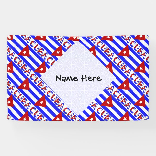 Cuba Light Cuban Flag Tiled Personalised Name  Banner (Horizontal)