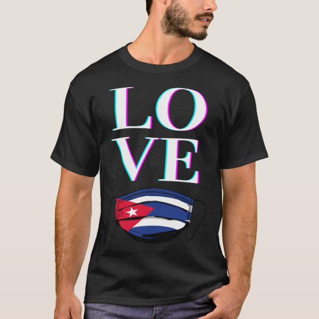 Cuba LOVE  Cuban Flag Face Mask FREE CUBA T-Shirt (Front)