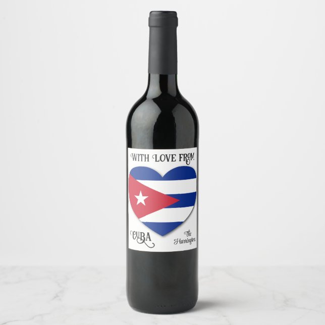 Cuba Love Custom Text Wine Label (Front)
