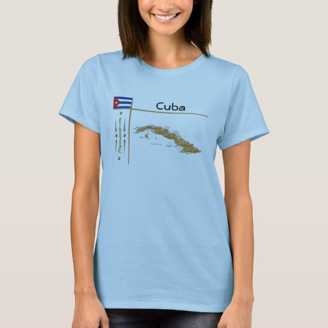 Cuba Map + Flag + Title T-Shirt (Front)