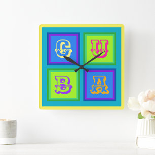 Cuba modern colourful decorative square wall clock
