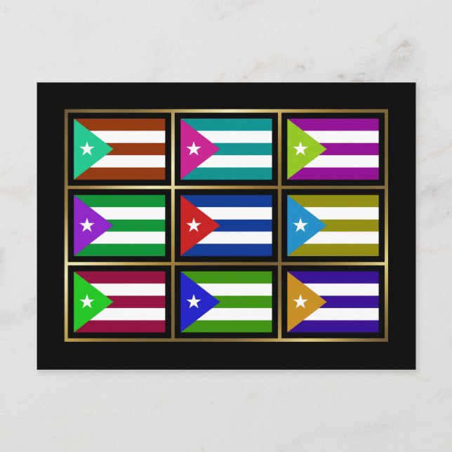Cuba Multihue Flags Postcard (Front)